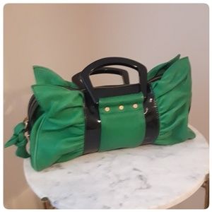 B. Makowsky Green & Black Patent leather Handbag